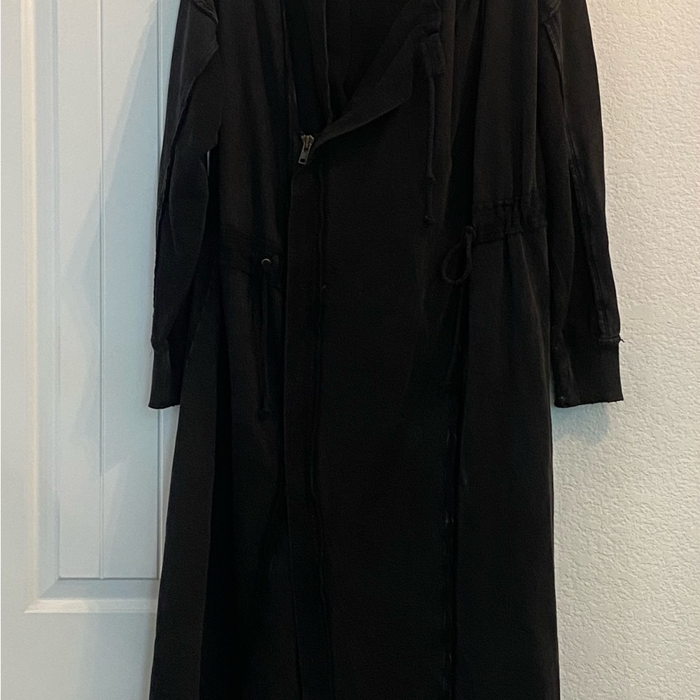 FREE PEOPLE Black Long Hooded Duster, Sz S